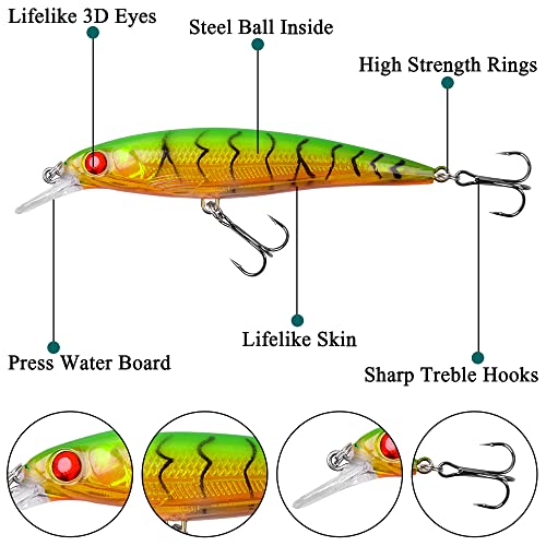 10pcs Crankbait Minnow Fishing Lures for Trout Bass Perch Fishing
| Life-Like 3D Fishing Eyes Crankbait Minnow Lures wi