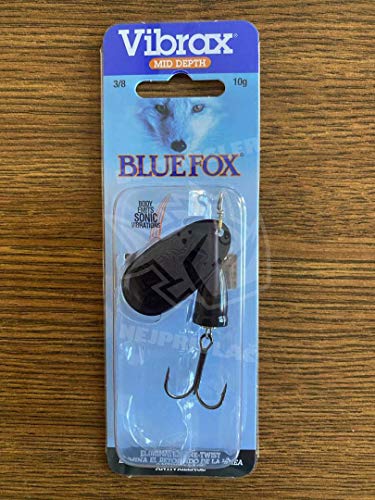 Blue Fox Classic Vibrax 04 Painted Tackle Black/Black for Bass Fishing, 3/8oz, High-Quality Jigging Action, Ideal for Ba