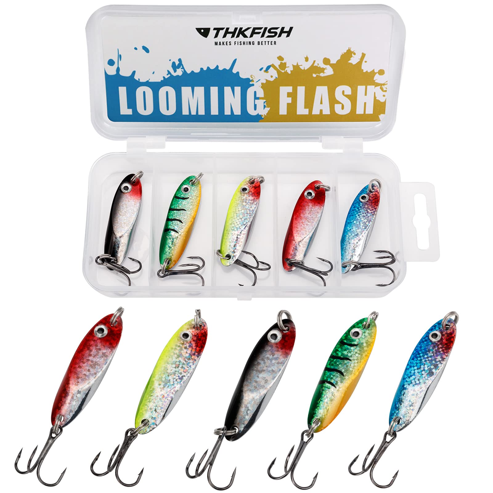 THKFISH Saltwater Fishing Lures with Ultra-Sharp Hooks for Trout, Bass, Crappie, Pike, Walleye
| THKFISH Fishing Spoons