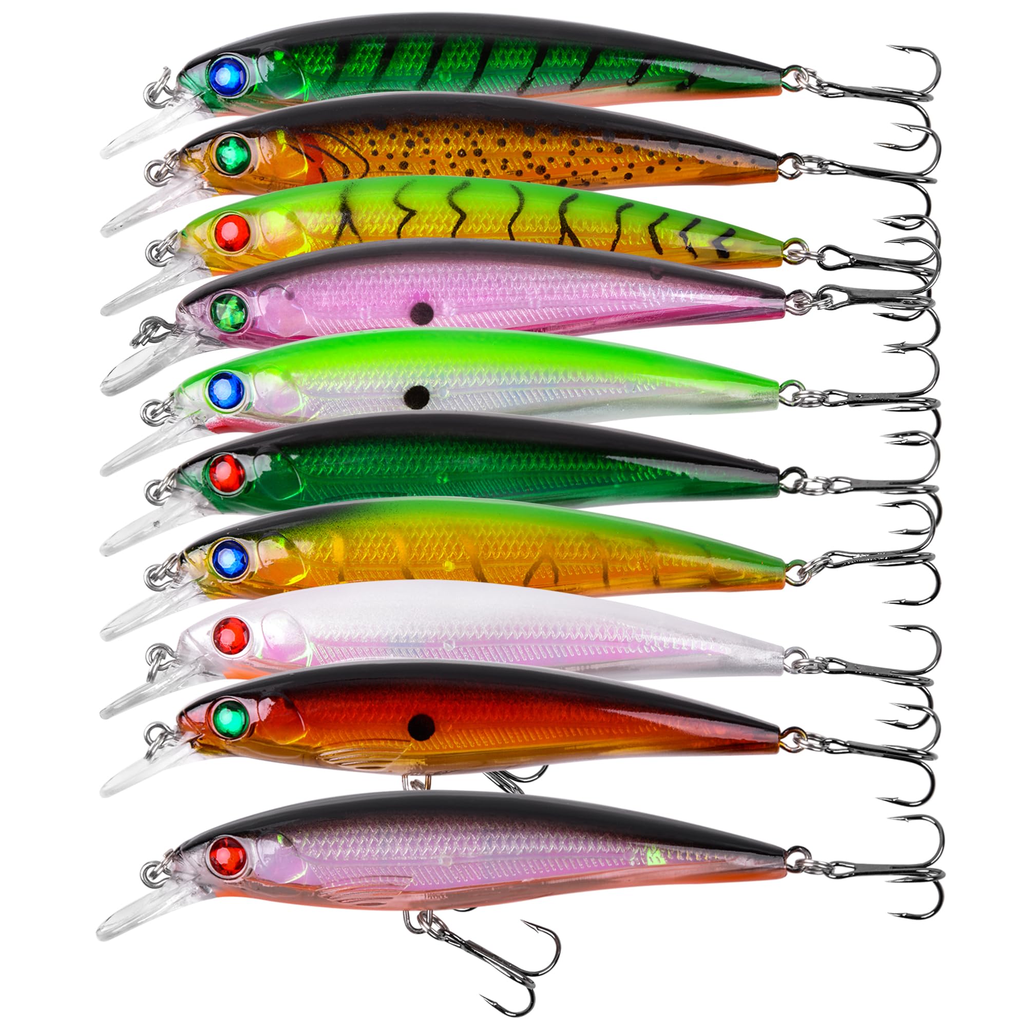 10pcs Crankbait Minnow Fishing Lures for Trout Bass Perch Fishing
| Life-Like 3D Fishing Eyes Crankbait Minnow Lures wi